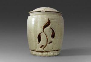 Thạp gốm hoa nâu #2
